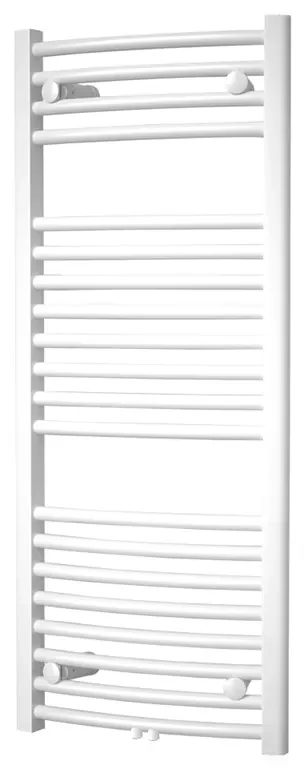 Mereo, Vykurovací rebrík 600x1850 mm, oblý, biely, stredové pripojenie, MER-MT44S