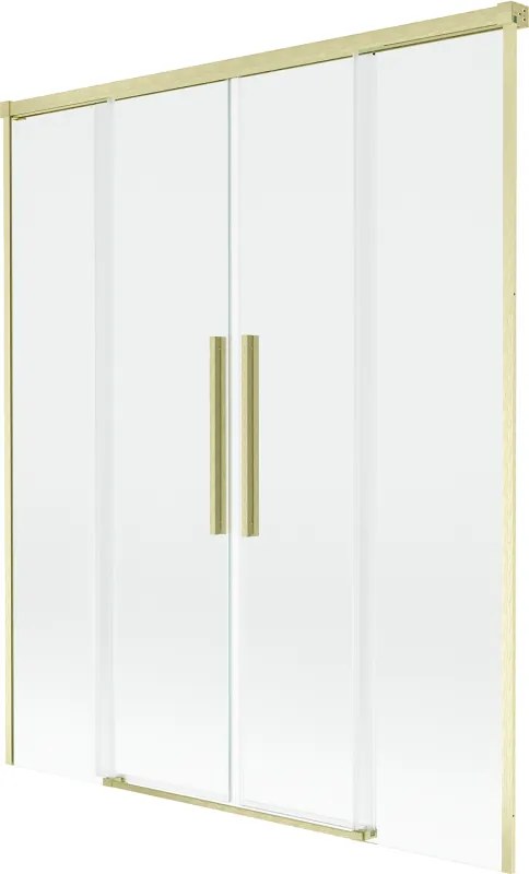 Mexen Rox, 2-krídlová posuvná vaňová zástena 150 x 150 cm, 8mm číre sklo, zlatý matný profil, 8C9-150-002-55-00