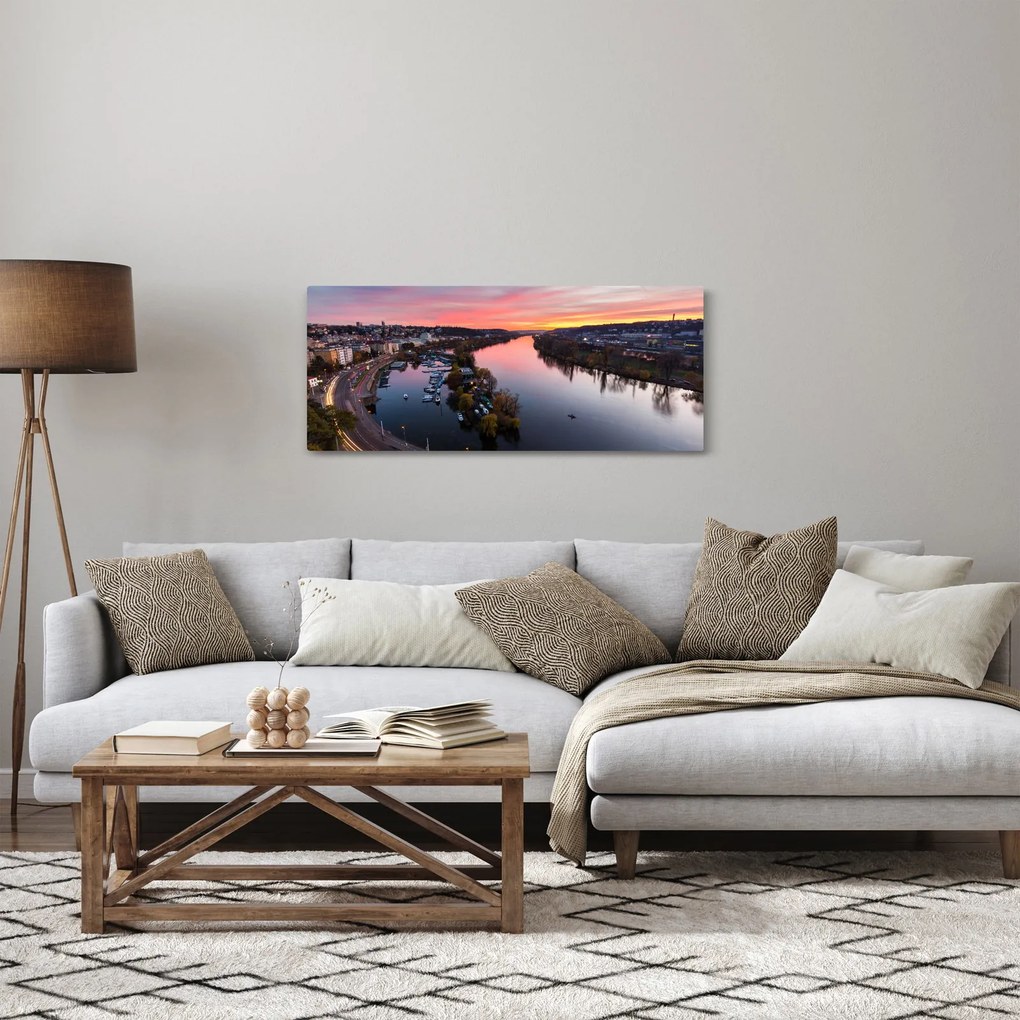 Obraz nočnej Prahy (120x50 cm)