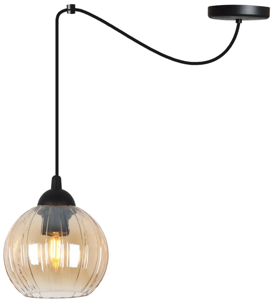 Závesné svietidlo Costa Spider, 1x medové sklenené tienidlo, b