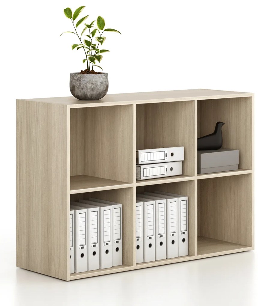 Regál FRAME, nízka, 3 stĺpce, 881 x 1299 x 450 mm, dub prírodný