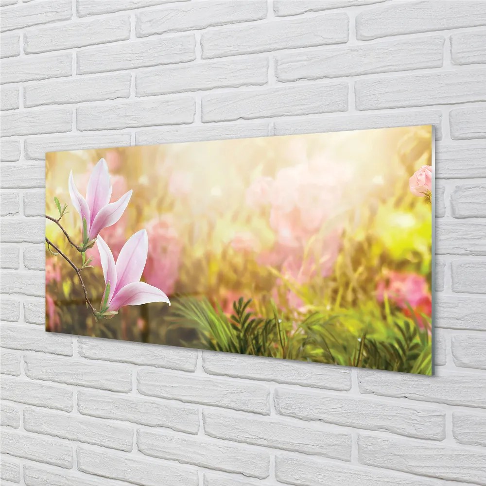 Nástenný panel  Magnólia strom slnko 125x50 cm