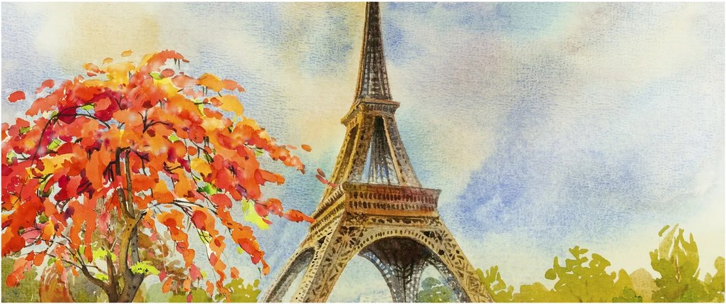 Maľovaný obraz Eiffelovej veže (120x50 cm)