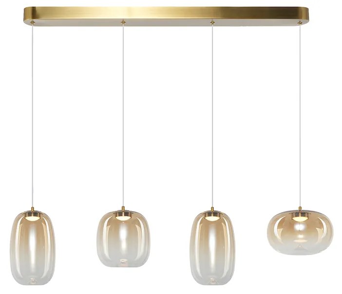 Závesné svietidlo Vaso, 4x jantárové sklenené tienidlo, g