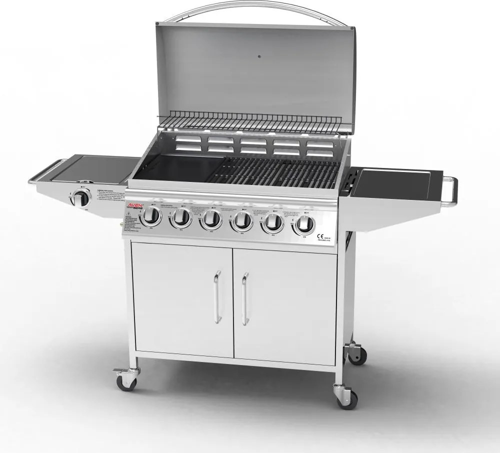 Plynový nerezový BBQ gril so 6 horákmi + bočným horákom CHICAGO