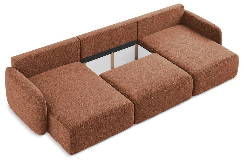 Rozkladacia/s úložným priestorom rohová pohovka v tehlovej farbe Kalena – Makamii