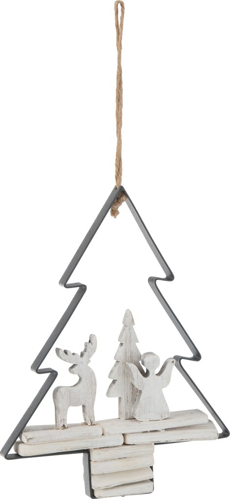 Závesná dekorácia anjel a jeleň v stromčeku Christmas Tree - 21*5*28 cm