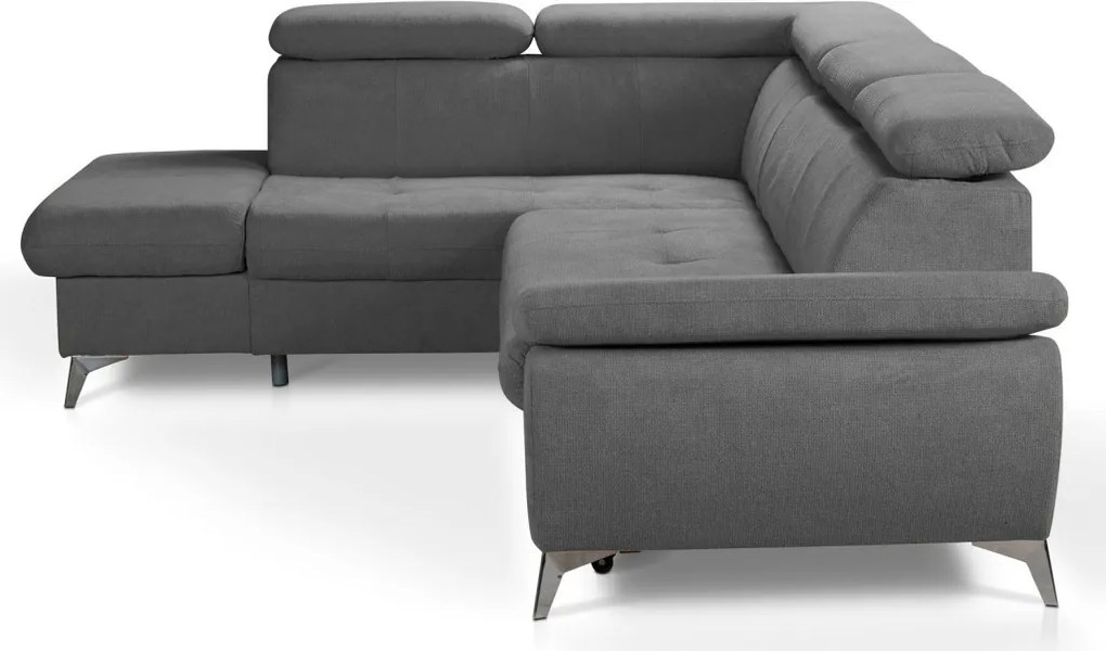 Rohová sedacia súprava Gisele, stredne šedá látka, ľavý roh