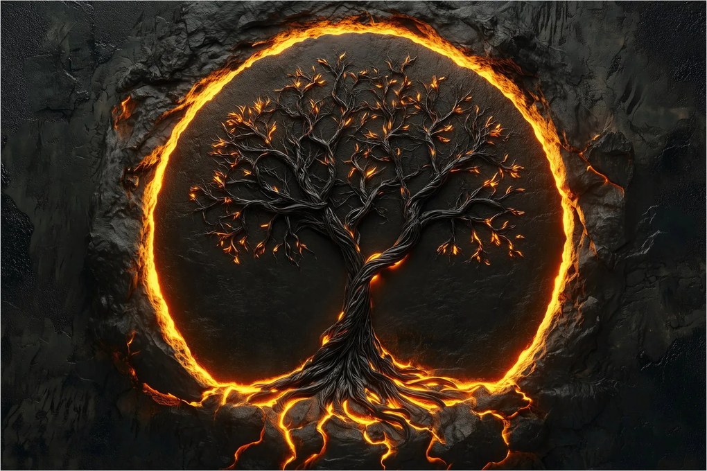 Obraz – Strom života v láve II. (90x60 cm)