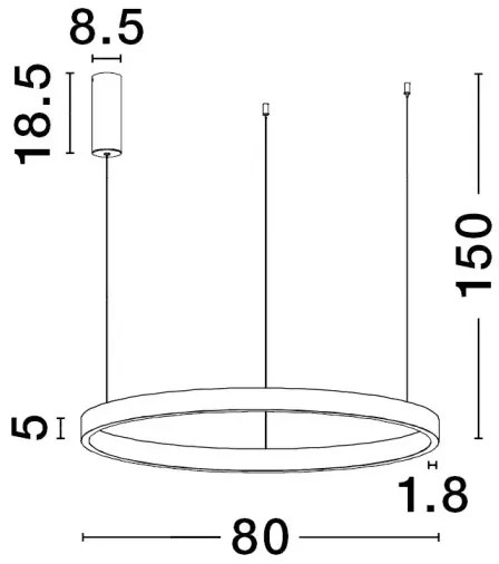 LED luster Elowen 80 čierne