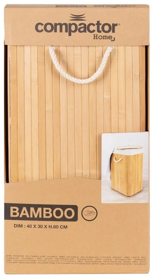 Bambusový kôš na bielizeň v prírodnej farbe 78 l Bamboo – Compactor