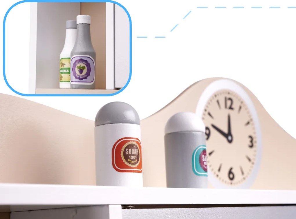 KIK LULILO Detská drevená kuchynka MDF KUKETO s príslušenstvom – kuchynská linka pre deti