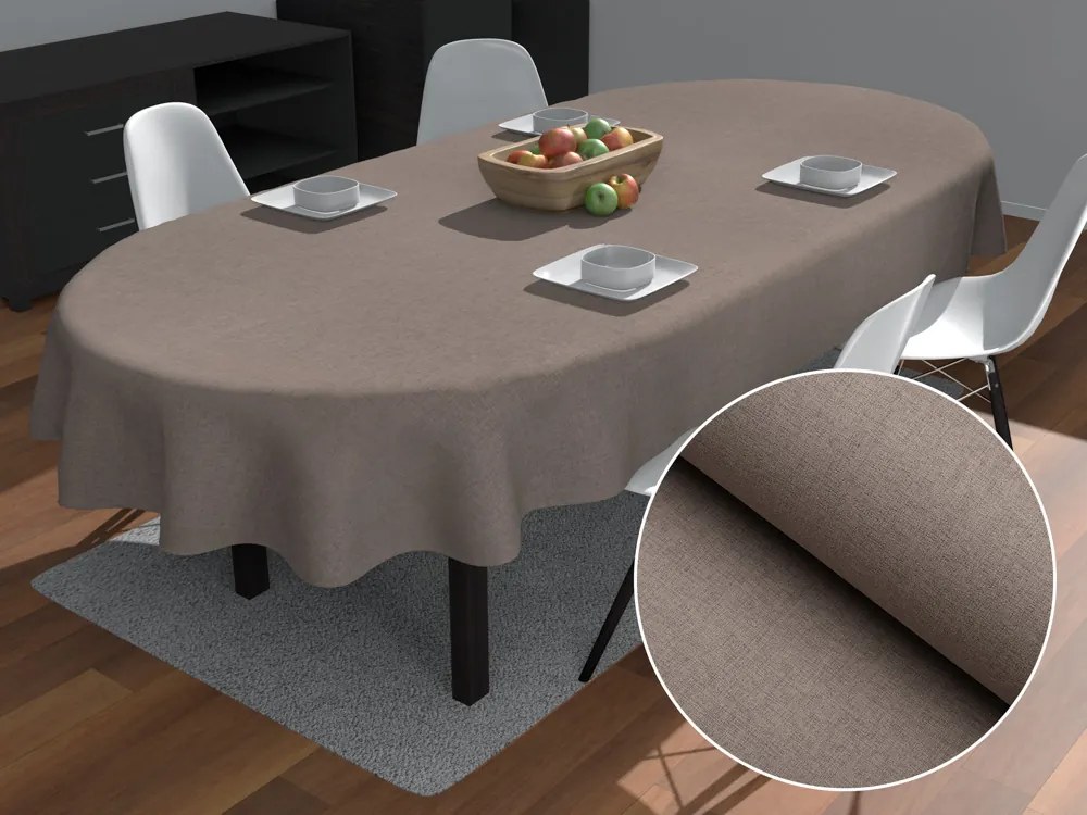 Biante Dekoračný oválny obrus BKW-204 Sivohnedý žíhaný 130x220 cm