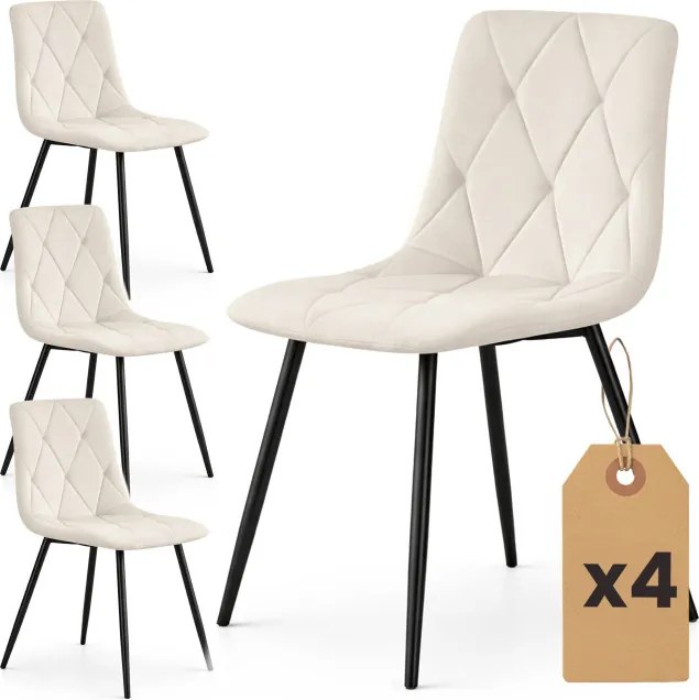 Sada štyroch jedálenských stoličiek MILO zamatové, béžové / čierne nohy (4 ks)