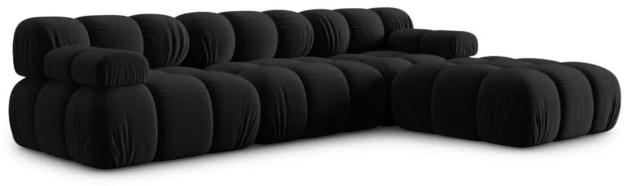 Čierna zamatová rohová pohovka Bellis – Micadoni Home