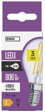 EMOS LED žiarovka, E14, Mini, 6W, 806lm, 4000K, neutrálna biela