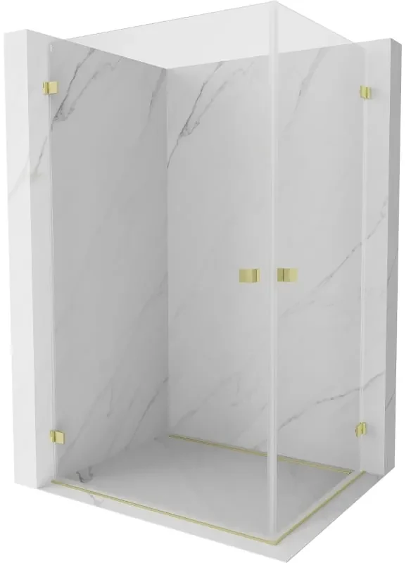 Mexen Lunar-B Duo, výklopný sprchový kút 100 x 70 cm, 8mm číre sklo, zlatý matný profil, 832-100L-070P-55-00