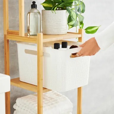 Úložný box s rúčkami BRISEN 16 l, 36 x 26,2 x 21 cm, biely S vekom / Bez veka: Bez veka
