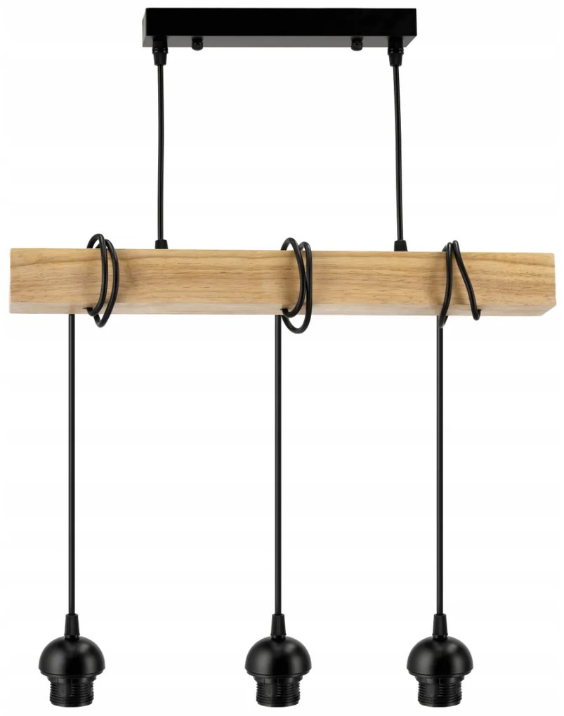 BERGE Závesné stropné svietidlo LED drevený trám 3xE27 Luster Wire ball