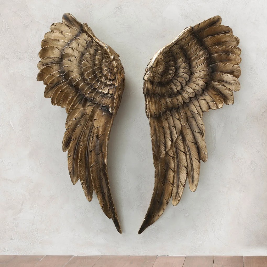Nástenná dekorácia Anjelské krídla, zlatá