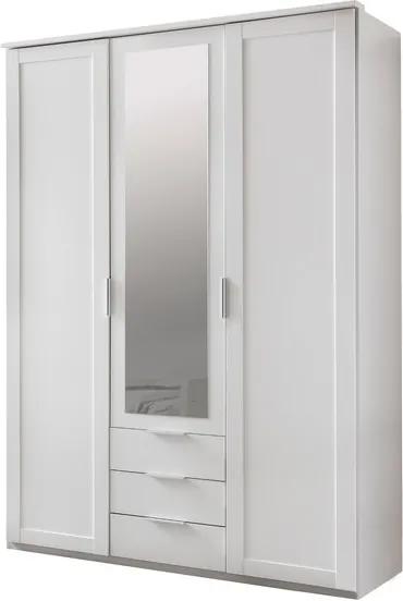 Sconto Šatníková skriňa NATHAN biela, 135 cm, 1 zrkadlo