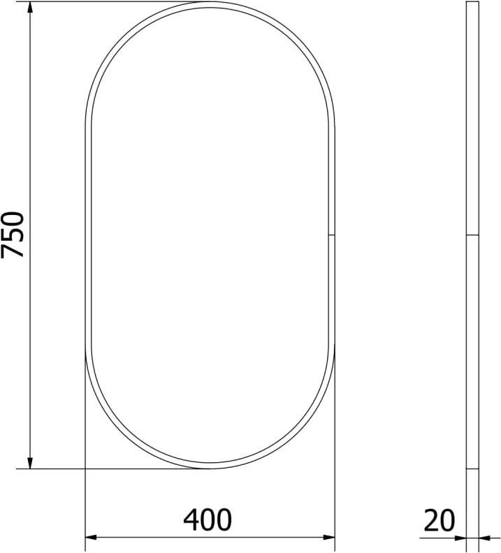 Mexen Loft oválne kúpeľňové zrkadlo 75 x 40 cm, čierny rám - 9851-075-040-000-70