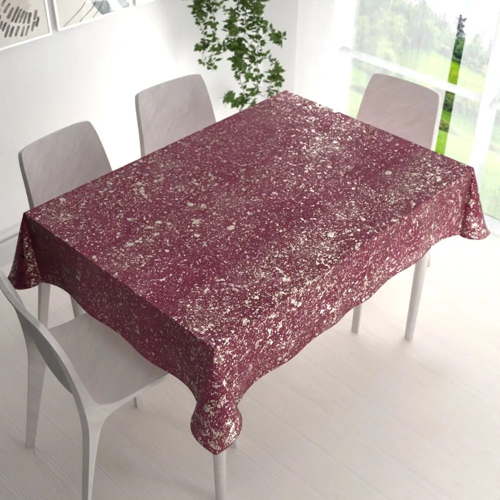 Biante Veľký zamatový obdĺžnikový obrus Isabela IBL-006 Gold Design vínový 240x280 cm