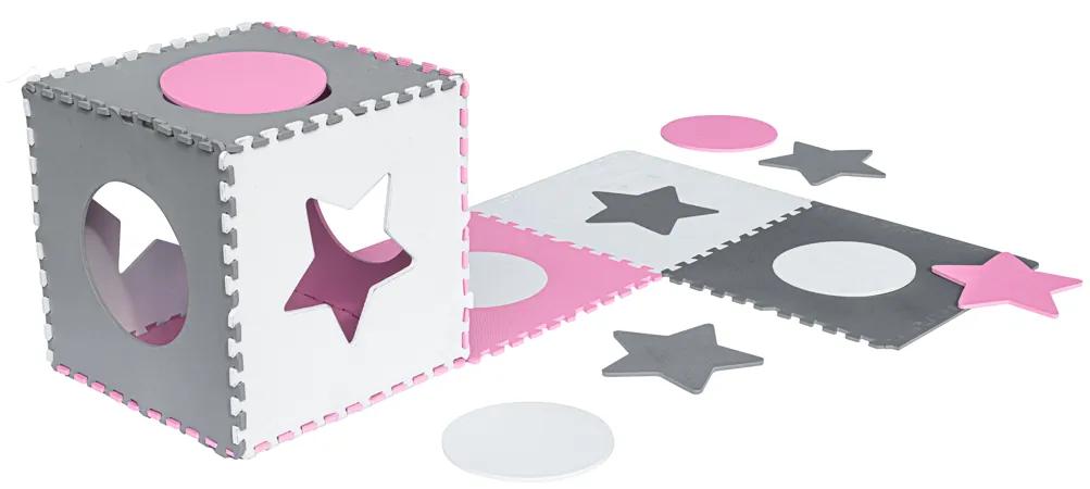 IKO Detská podložka penové puzzle, ružová – 9 dielikov