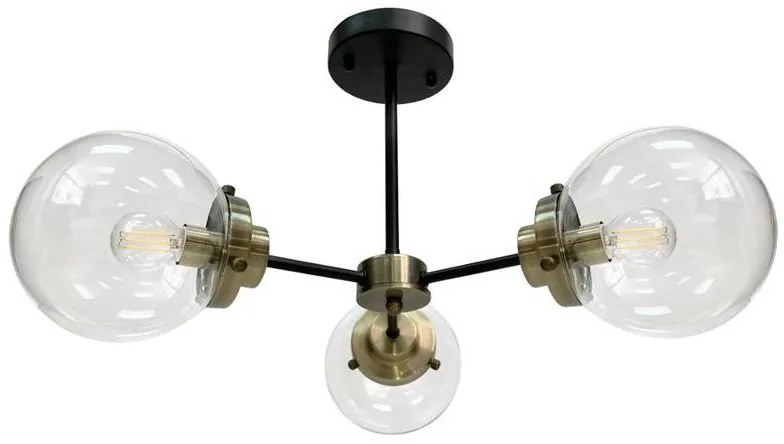 Candellux Čierno-patinové stropné svietidlo Lens pre žiarovku 3x E14 33-01290