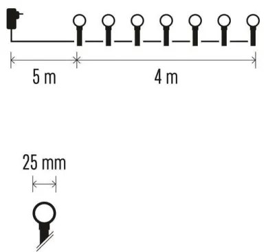 LED Vianočná vonkajšia reťaz 40xLED/9m IP44 teplá biela
