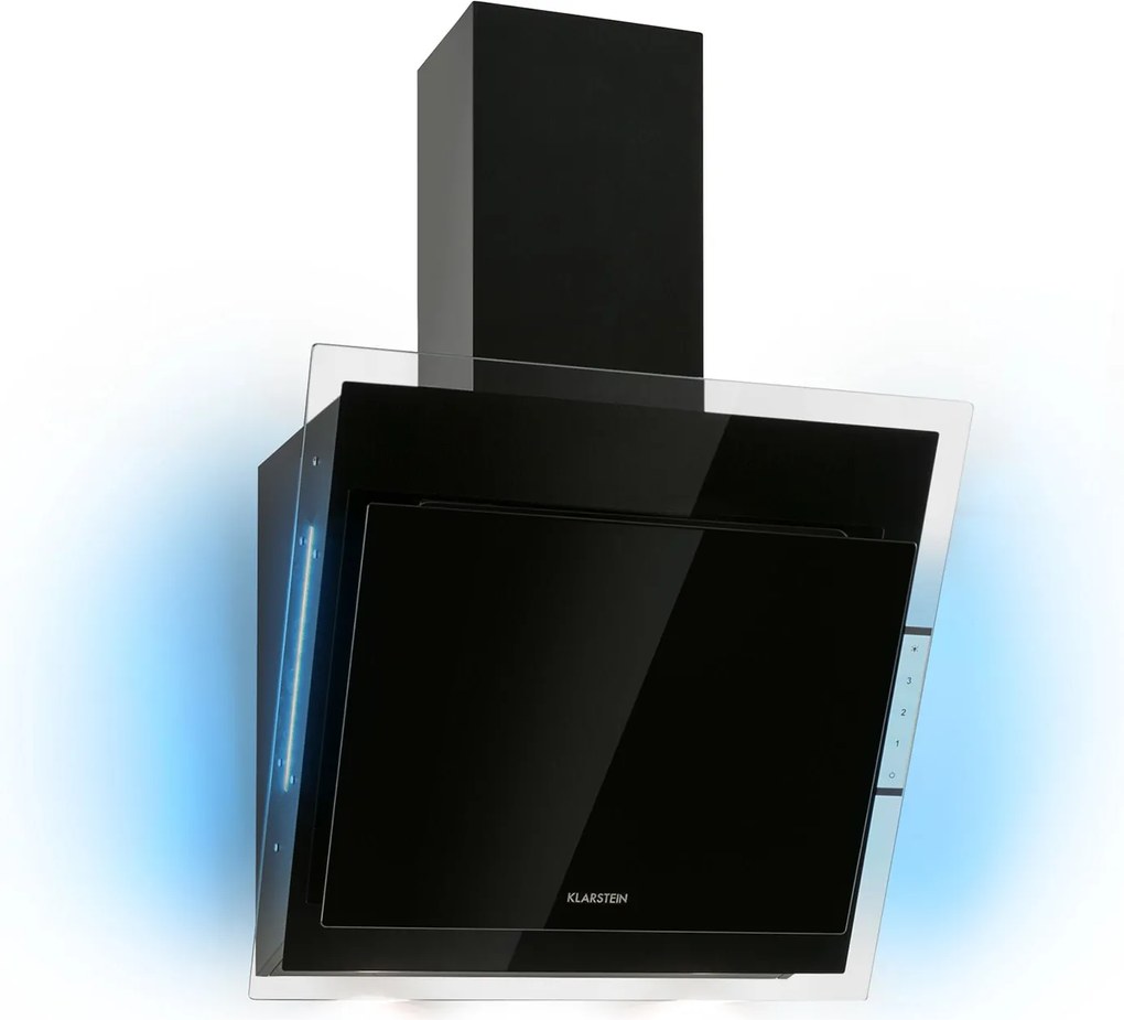 Klarstein Mirage 60, digestor, 60 cm, nástenný, 550 m³/h, A++, dotykový panel, čierny