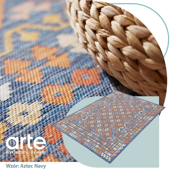 Obojstranný koberec Echo Aztec Navy