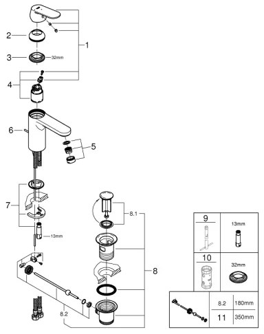 GROHE 2339600E -Umývadlová batéria EUROSMART COSMOPOLITAN DN 15 veľkosť M chróm