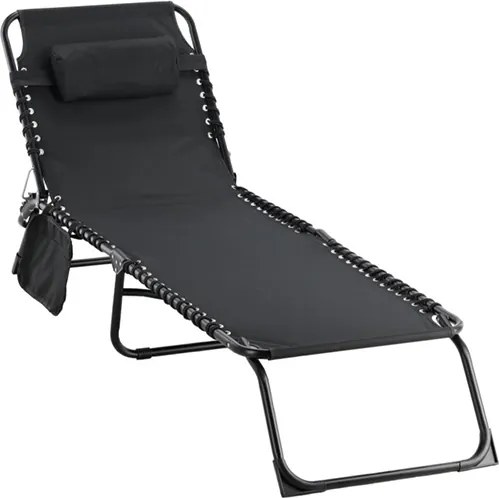 CH Skladacie záhradné lehátko Peny - čierna