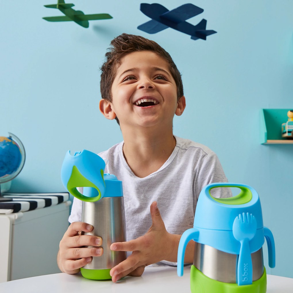 Termoska na pitie so slamkou 350 ml - modrá/zelená