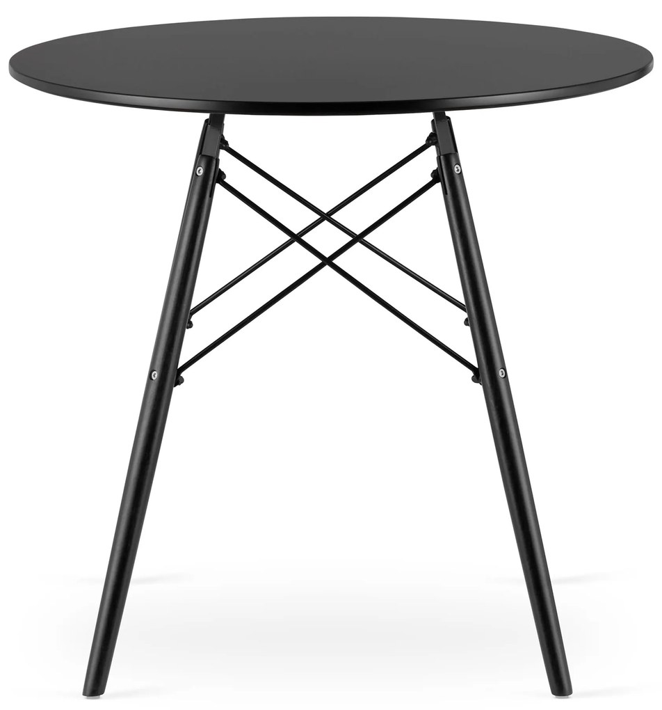 Stôl okrúhly TODI 80cm - čierny/čierne nohy