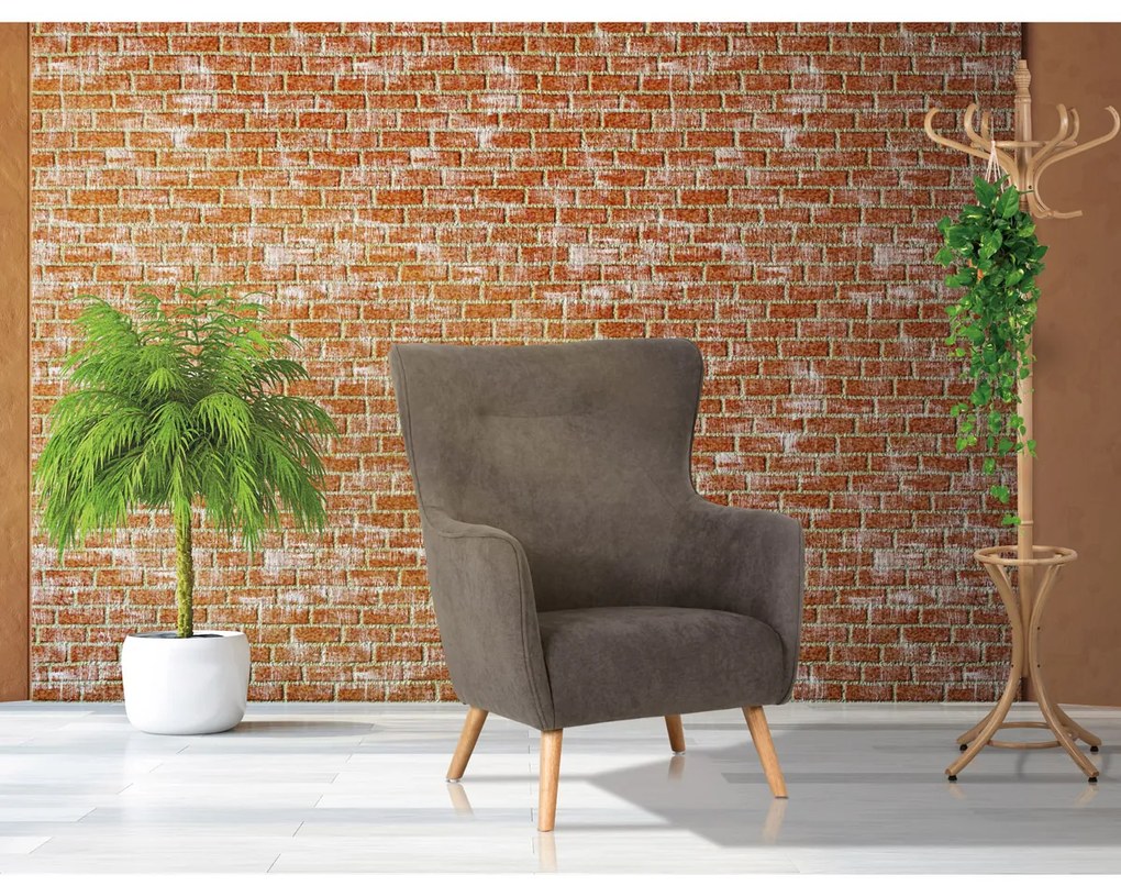 Autronic - Kreslo, poťah lanýžová látka, drevené nohy, masív kaučukovník - AK-313 LAN2