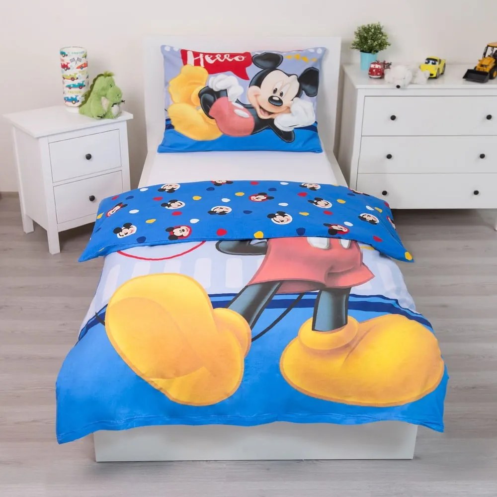 Bavlnené detské obliečky na jednolôžko 140x200 cm Mickey "Hello" – Jerry Fabrics