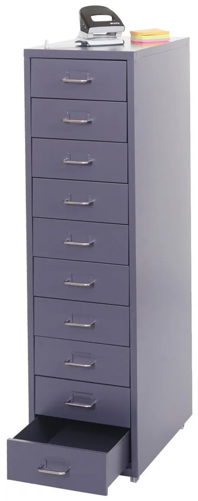 Zásuvková skrinka Boston T851 - 110x28x41cm, 10 zásuviek - tmavo sivá