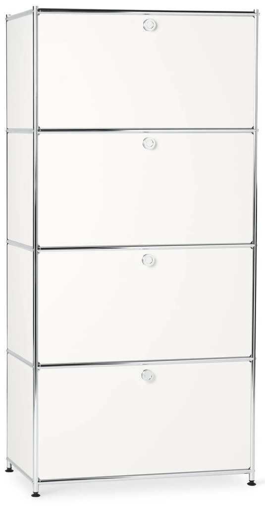 Kovová vysoká skrinka »CN3« so 4 výklopnými priehradkami, biela