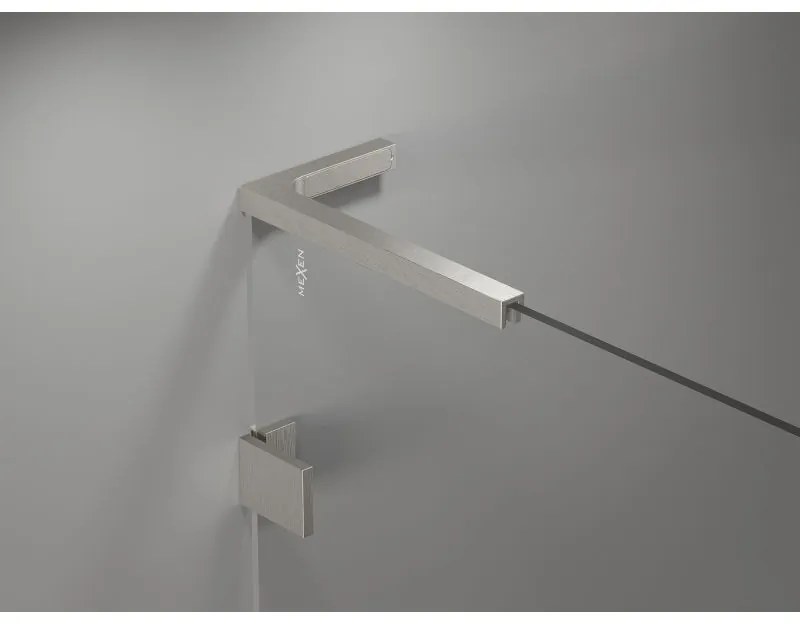 Mexen, Mexen Lunar L ľavé otočné sprchové dvere 140 cm, transparentné, brúsený nikel - 834L-140-000-97-00-L