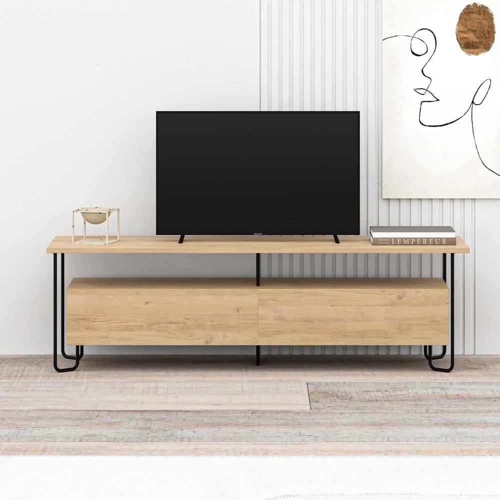 TV stolík v dekore duba v prírodnej farbe 150x45 cm Dilly – Marckeric