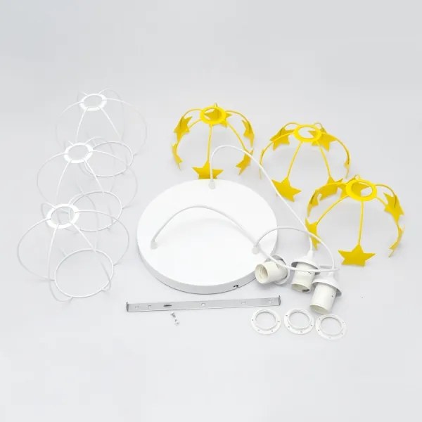 Detský luster na lanku STARS 3xE27/15W/230V žltá/biela