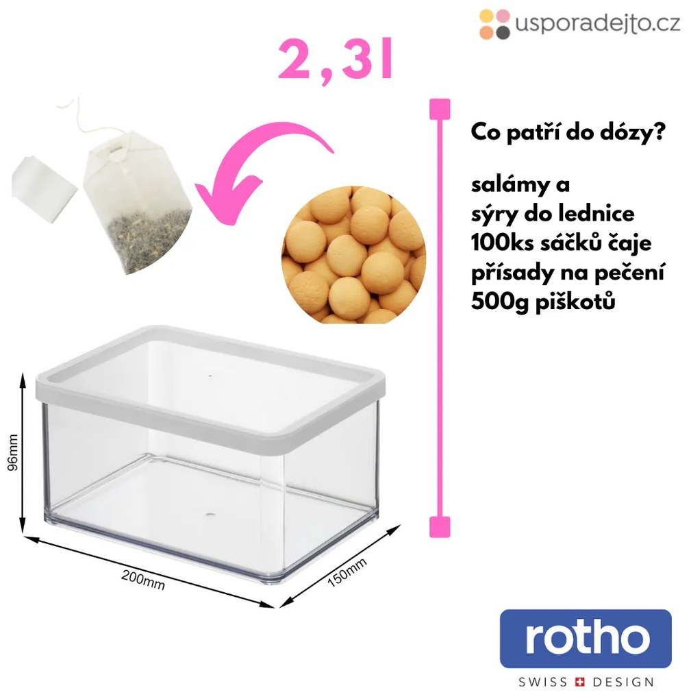 Dóza na potraviny 2,3l Rotho Loft - EXTRA, bílá