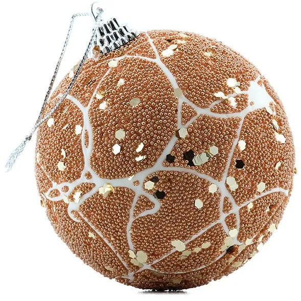 DECOLED Plastová koule, prům. 8 cm, vínová, flitr