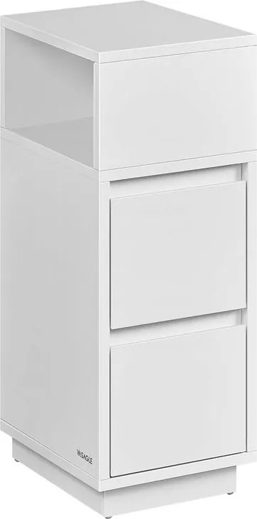 VASAGLE Úzky nočný stolík s 2 zásuvkami – LET656 Farba: biela