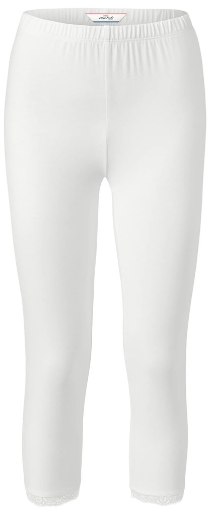 Trojštvrťové legínsy s čipkovým lemom, biele