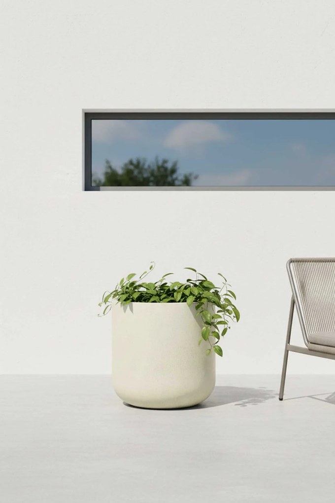 Okrúhly kvetináč CHICO, sklolaminát, priemer 40 x výška 40 cm, krémový