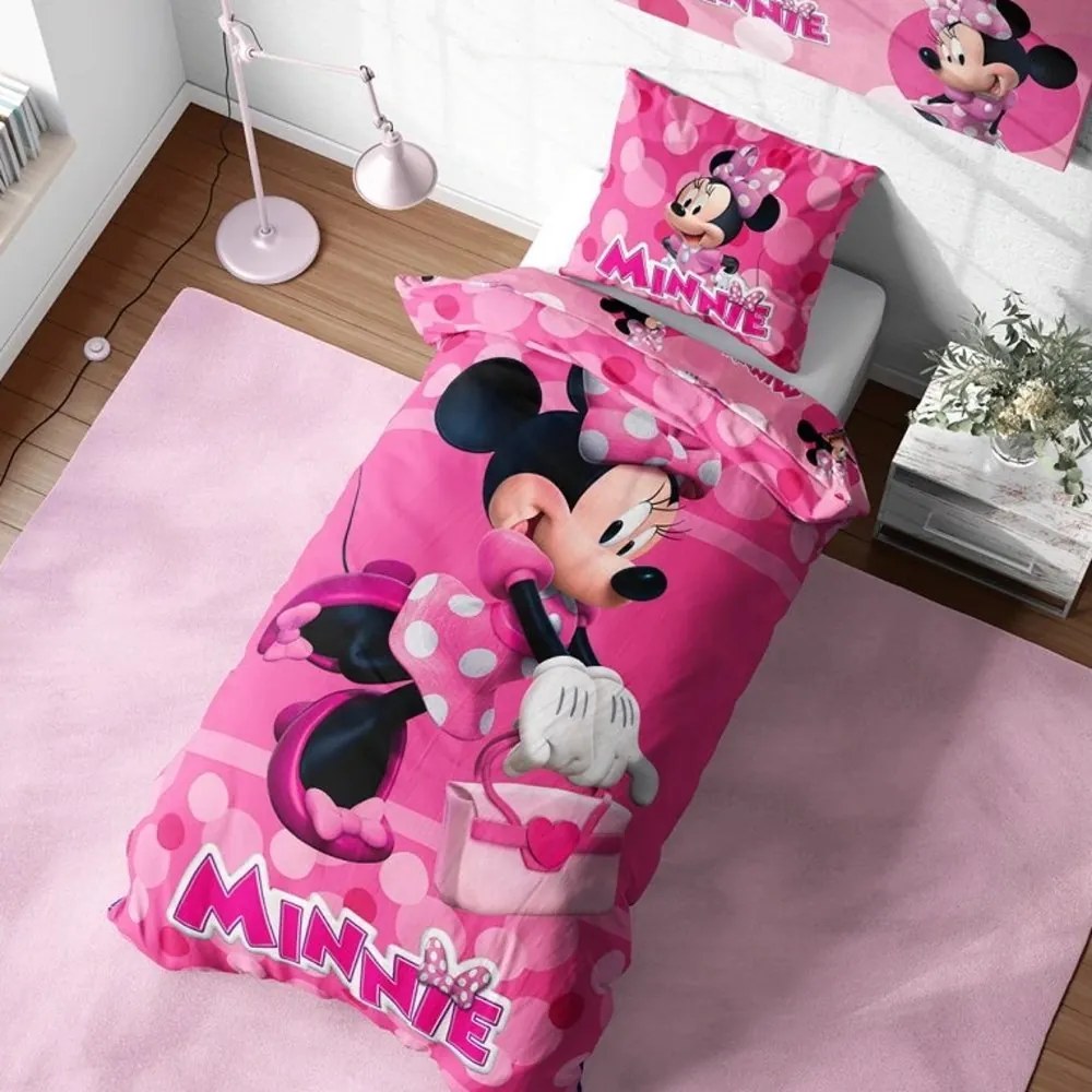 Bavlnené posteľné obliečky Minnie Mouse - motív Módna ikona - 100% bavlna - 70x90 cm + 140x200 cm