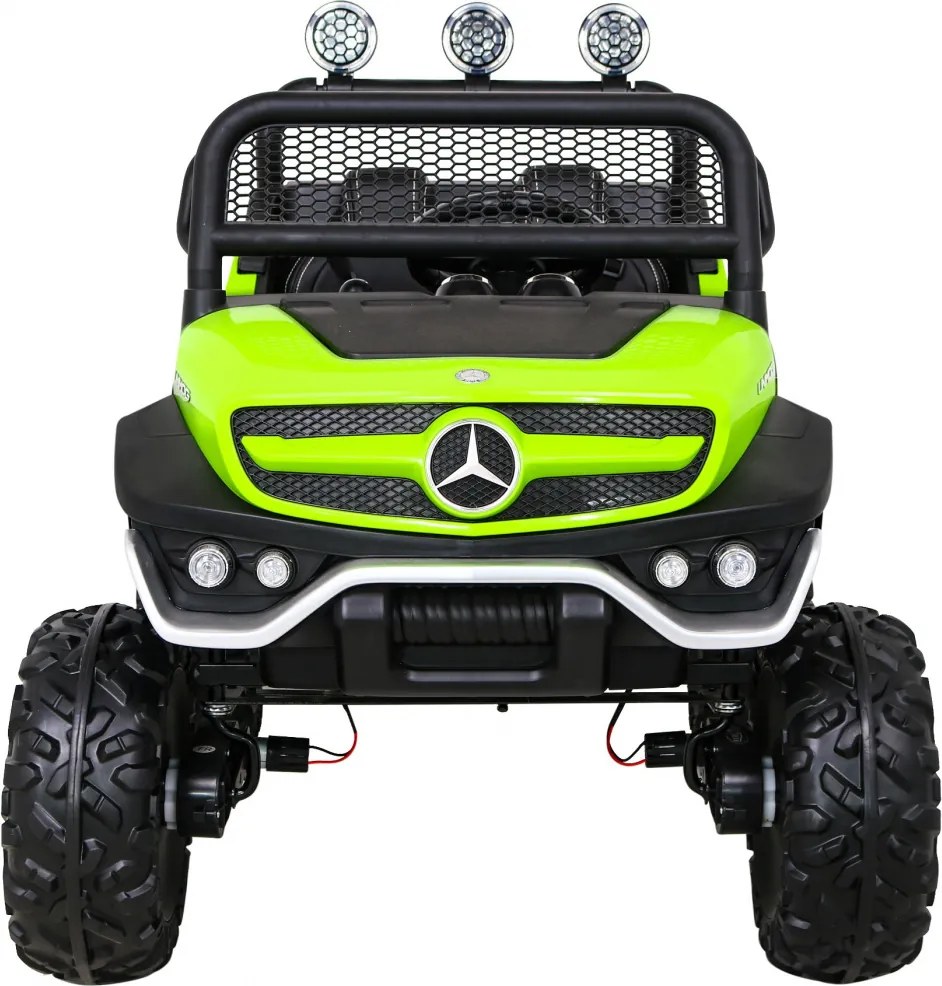 Ramiz Mercedes Benz Unimog pre deti Zelený + pohon 4x4